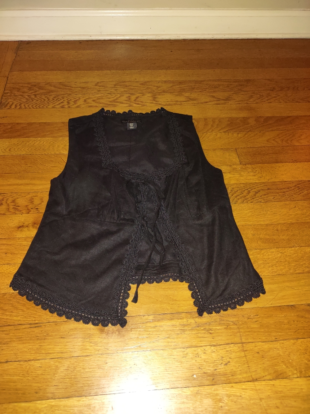 house of harlow 1960 black tie front vest size small festival goth coquette